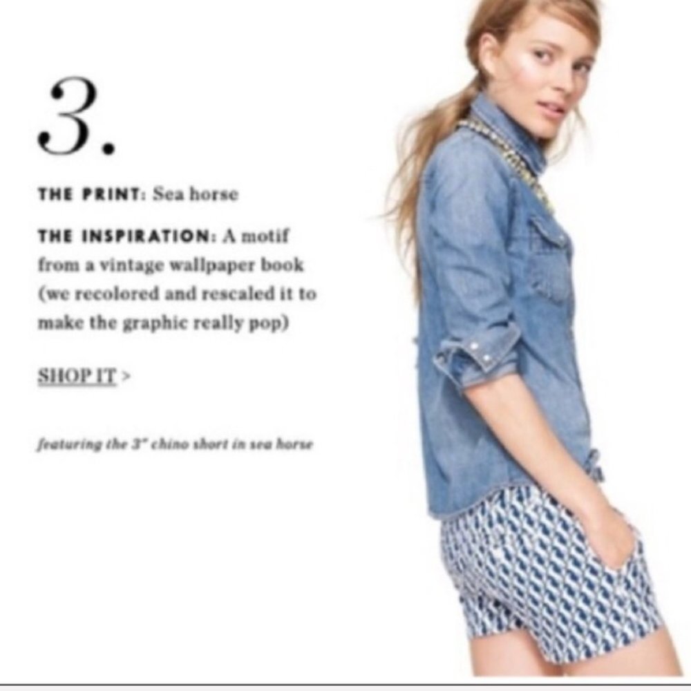 🌊 J. CREW 🌊 3" CHINO SHORTS IN SEAHORSE PR… - Picture 2 of 7